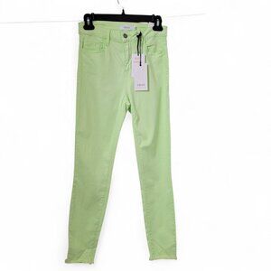 Cello Size 5 Neon Lime Green Mid Rise Crop Skinny Jeans, Raw Hem, NEW with Tag